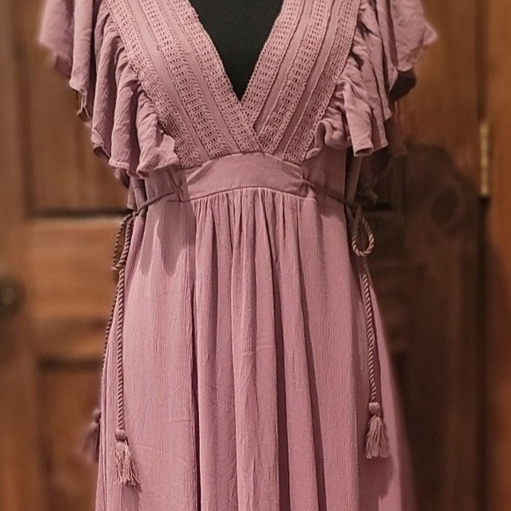Baltic Born Jennifer Deep V Maxi Dress Boho Ethereal Cottagecore Flowy - Picture 3 of 9